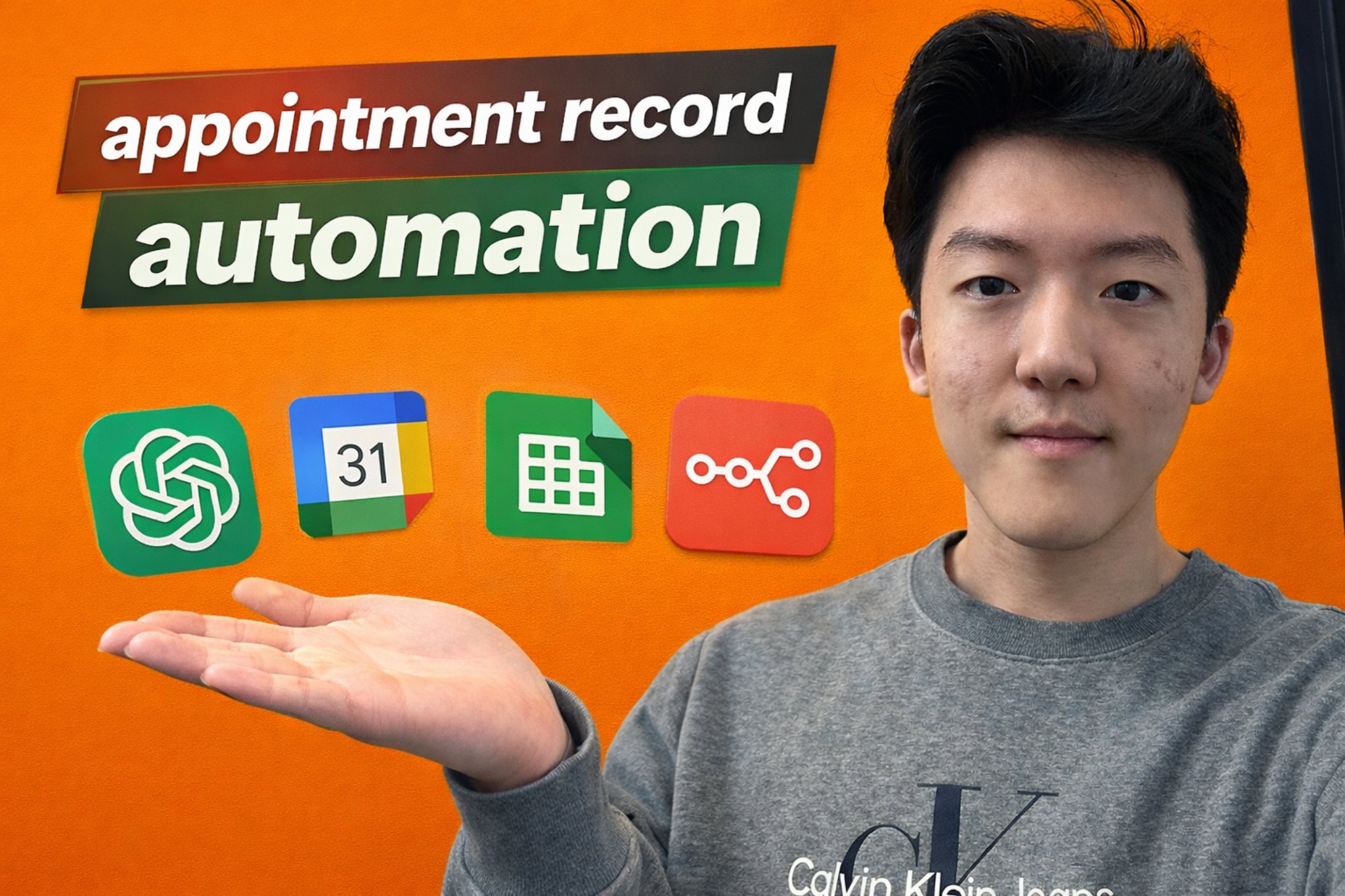 Kairui Bi presenting an n8n appointment-record automation